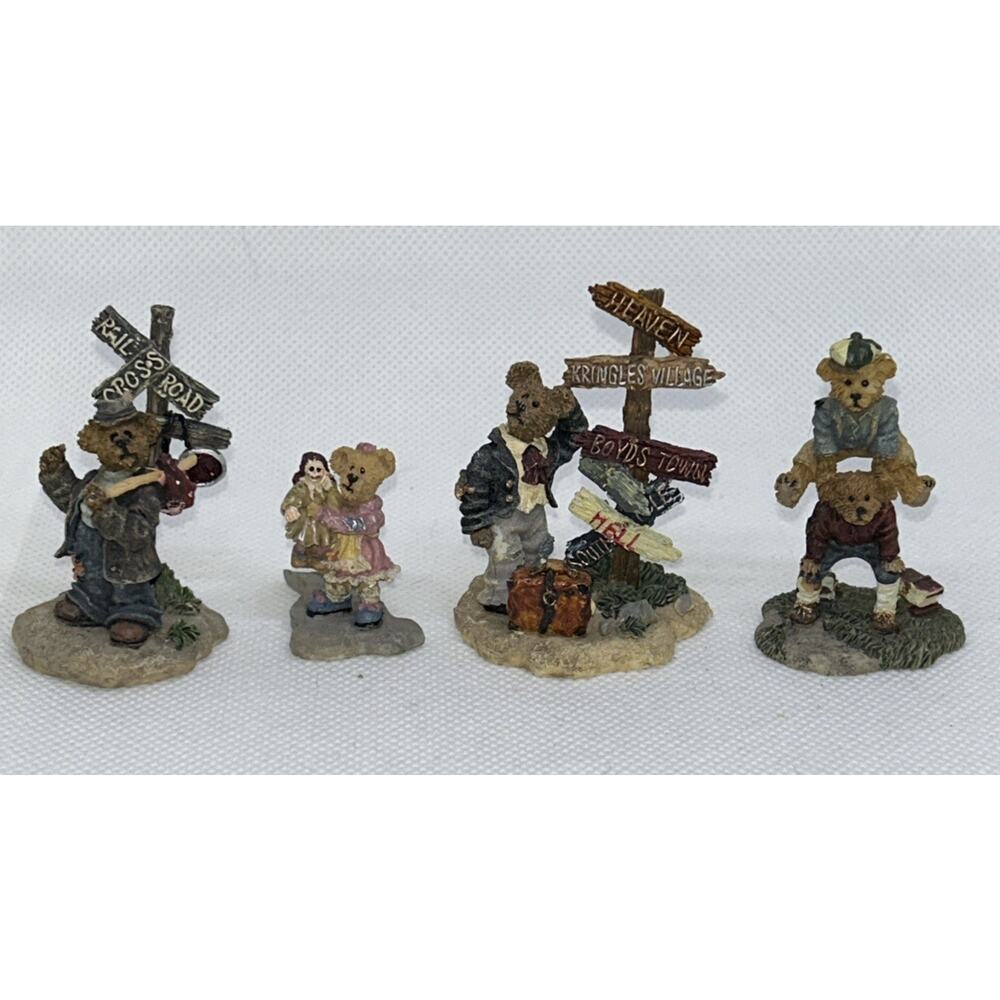 LOT FOUR Small Mini Boyds Bears Figurines - 2000